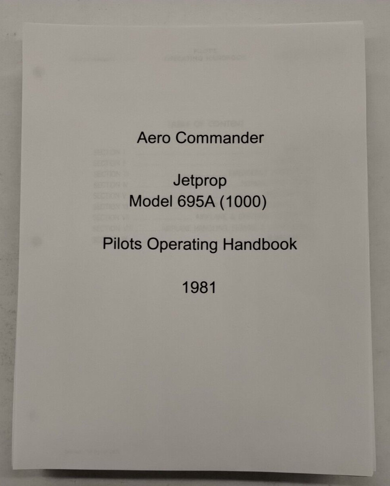 Aero Commander Jetprop Model 695A (1000) Pilots Operating Handbook & Supplements
