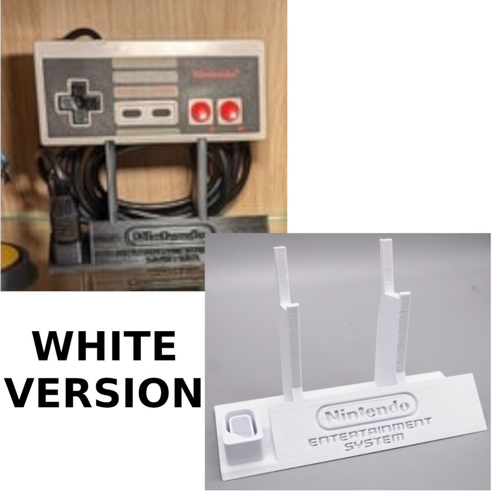 Controller Holder Display for NES Nintendo Entertainment Sys Controllers *White*