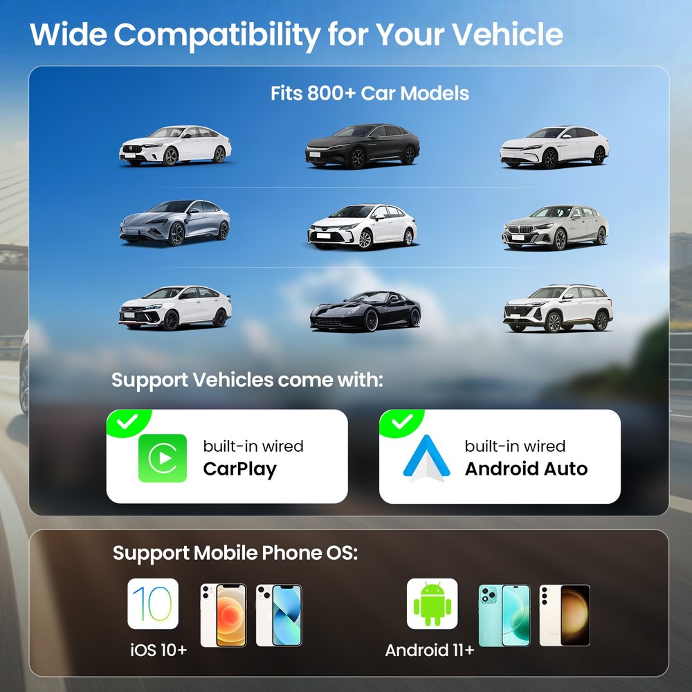 XTRONS Wireless CarPlay Android Auto Plug&Play for Factory CarPlay Android Auto