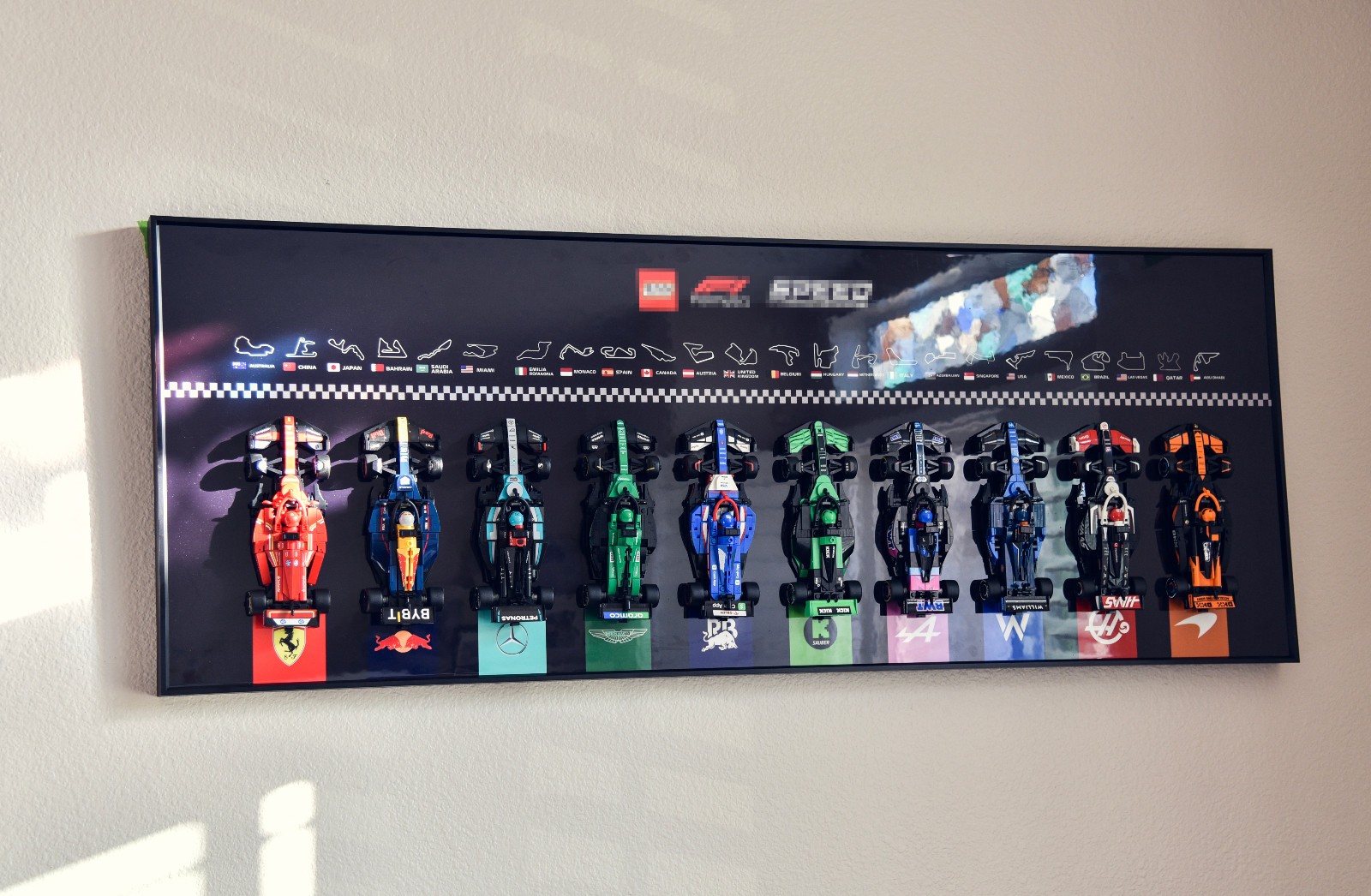 43" Aluminum Display wall mount for Entire LEGO Speed Champions F1 Collection