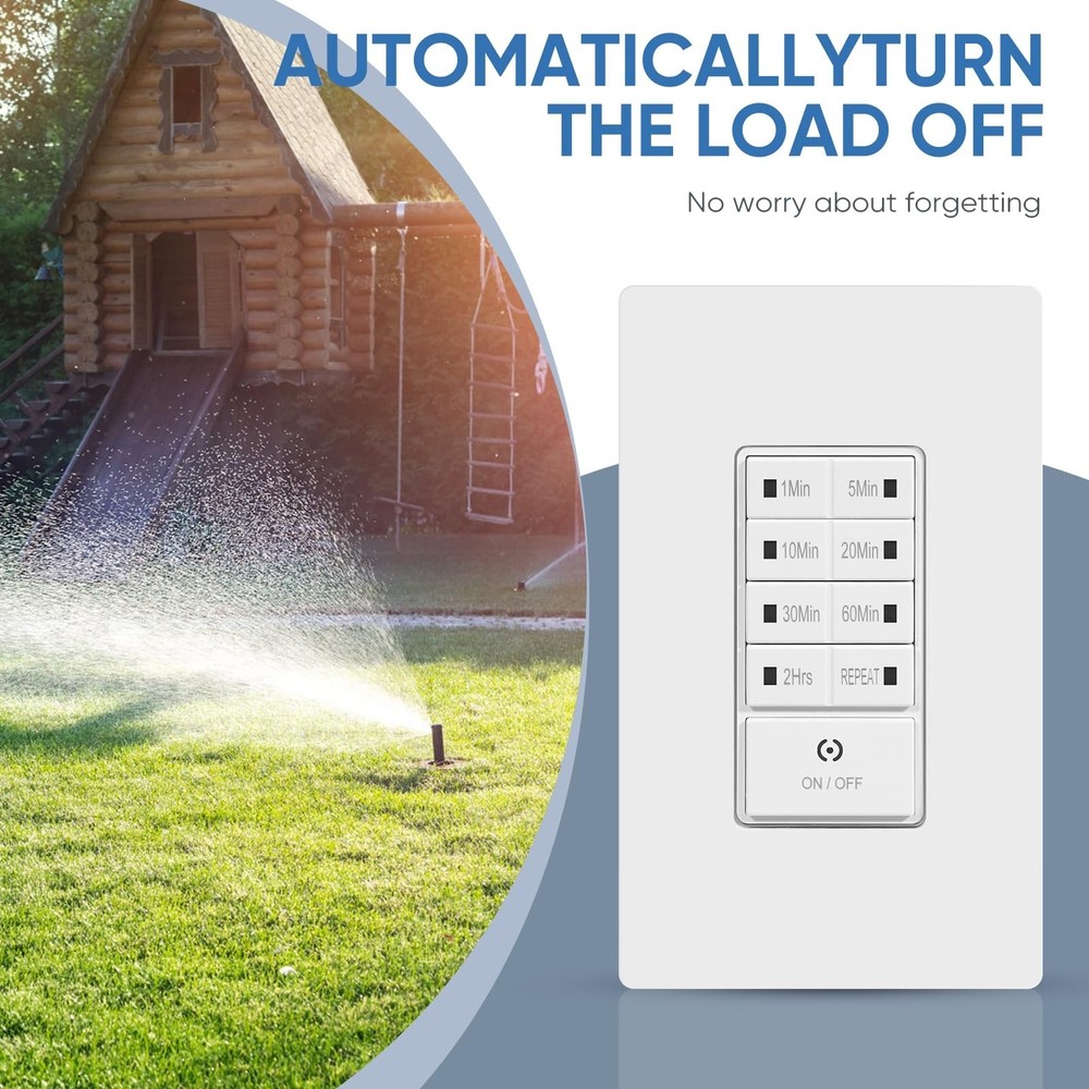 Countdown Wall Timer Switch, Programmable for Exhaust Fan and Lights, 1-5-10-...
