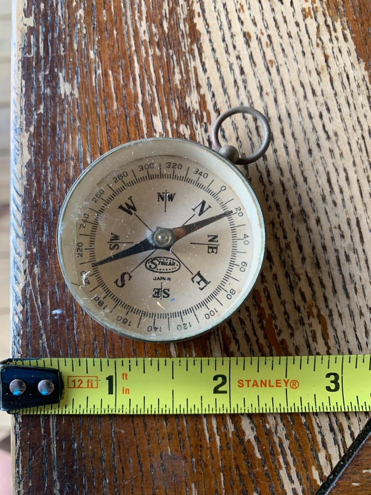 Vintage Stellar Compass - Japan Brass Latch Loop Unique