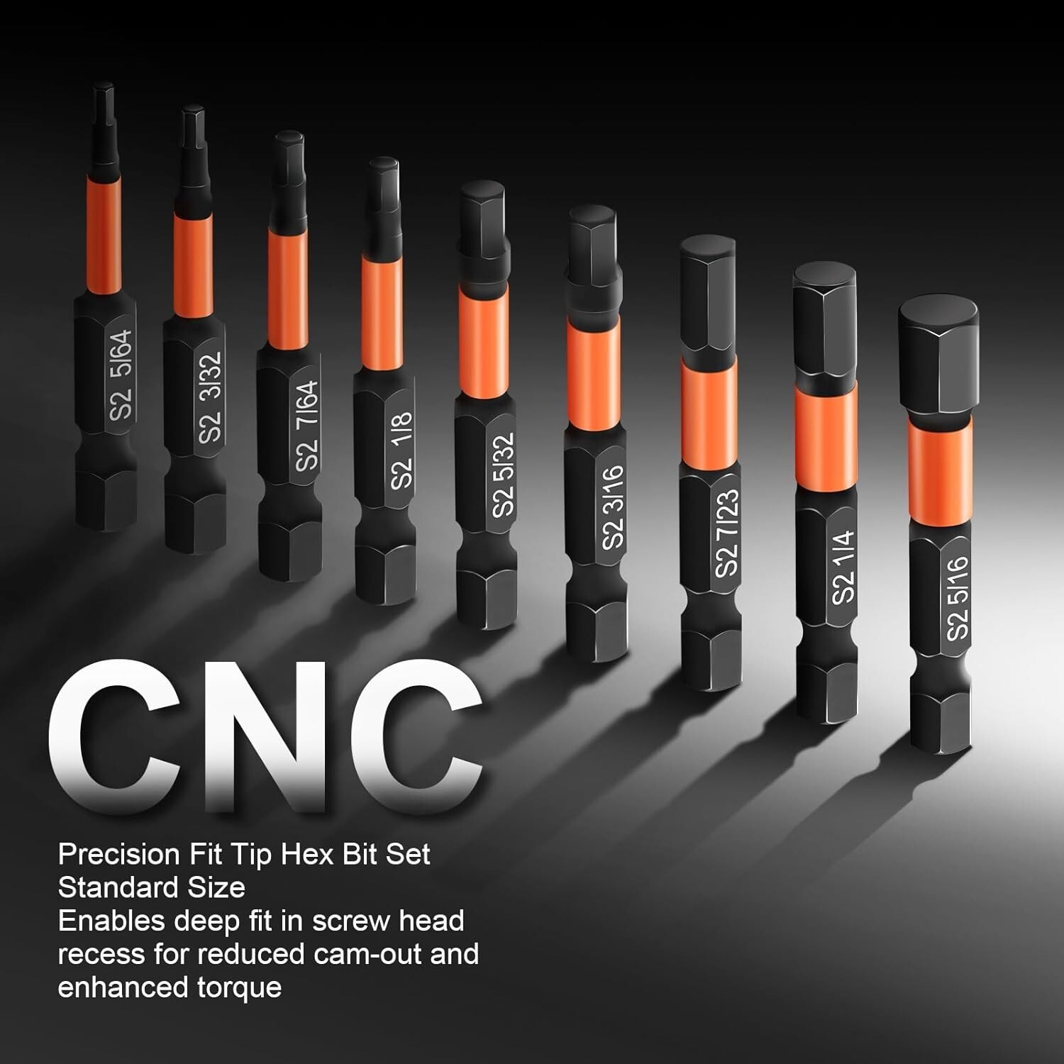 20 Pcs Hex Bit Set, Impact Hex Head Allen Wrench Drill Bit Set Metric, SAE, 1/4"