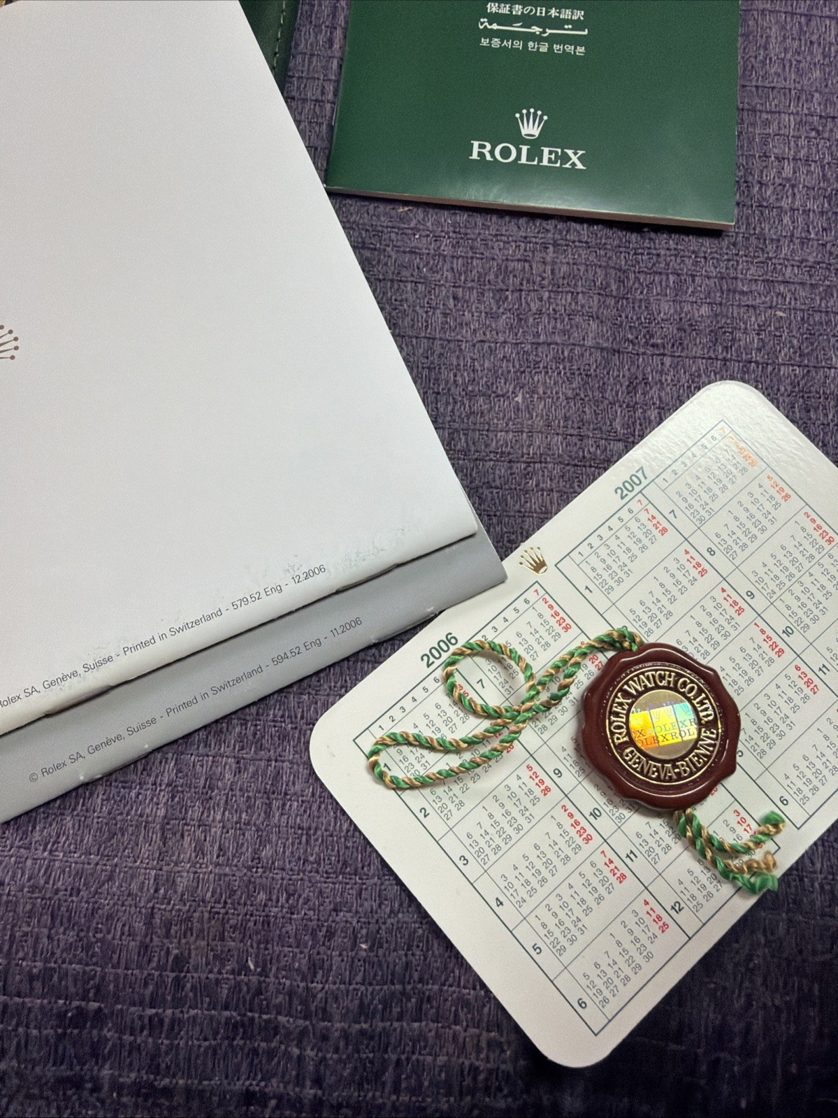 Rolex 2006 Submariner Accessories Set.Booklets;paper hold;Tag;calendar English‼️