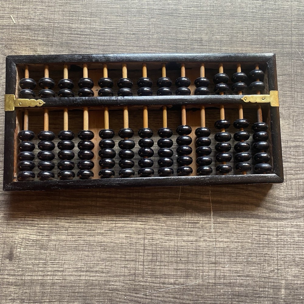 Vintage Oriental Abacus Calculator With Box