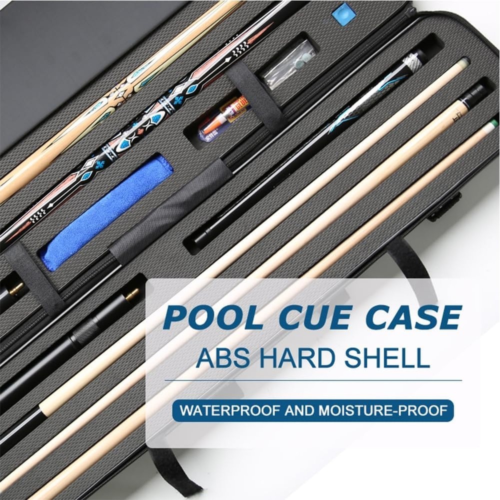 ABS Material Hard Pool Cue Case 2x3 for 1/2 Pool Cues,Durable Construction,Pr...