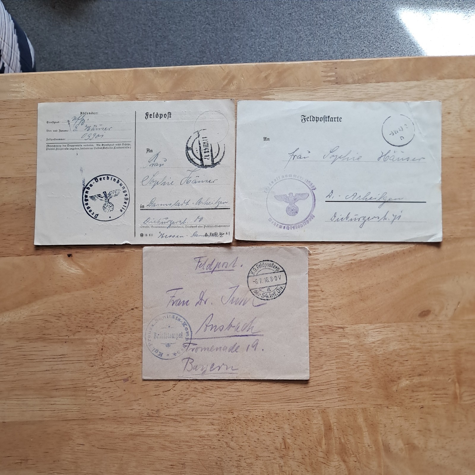 MILITARY MAIL   3 x GERMAN GERMANY FELDPOST COVERS ,