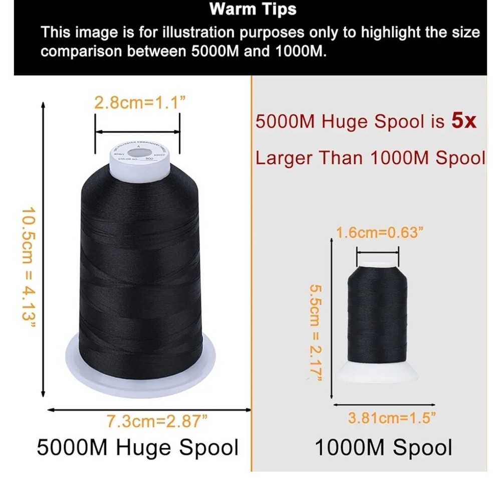 Simthread Embroidery Thread 5500 Yards White 001, 40wt 100% Polyester for...