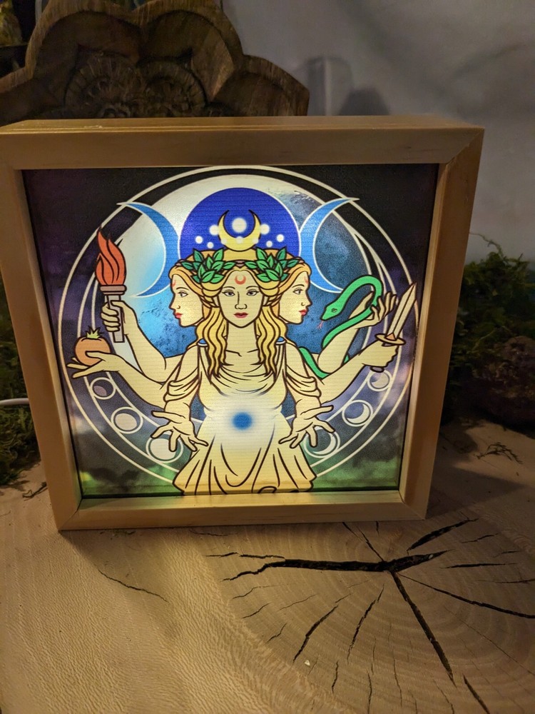 Pagan Goddess Interchangeable Light Box Raven Celtic Pentacle Triple Moon Goddes