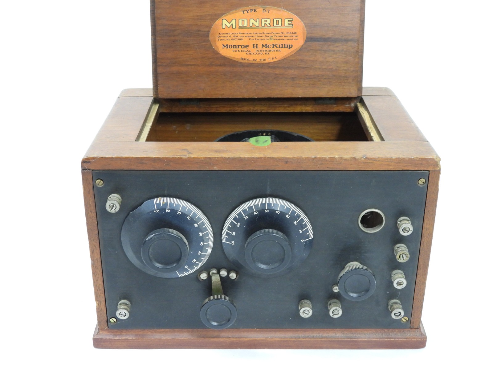 Monroe H McKillip D-7 Antique Regenerative Tube Radio Receiver (nice)