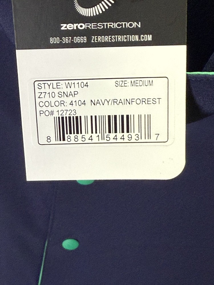 NWT MEN'S ZERO RESTRICTION Z710 SNAP PULLOVER, SIZE: M, COLOR: NAVY (M10.21)