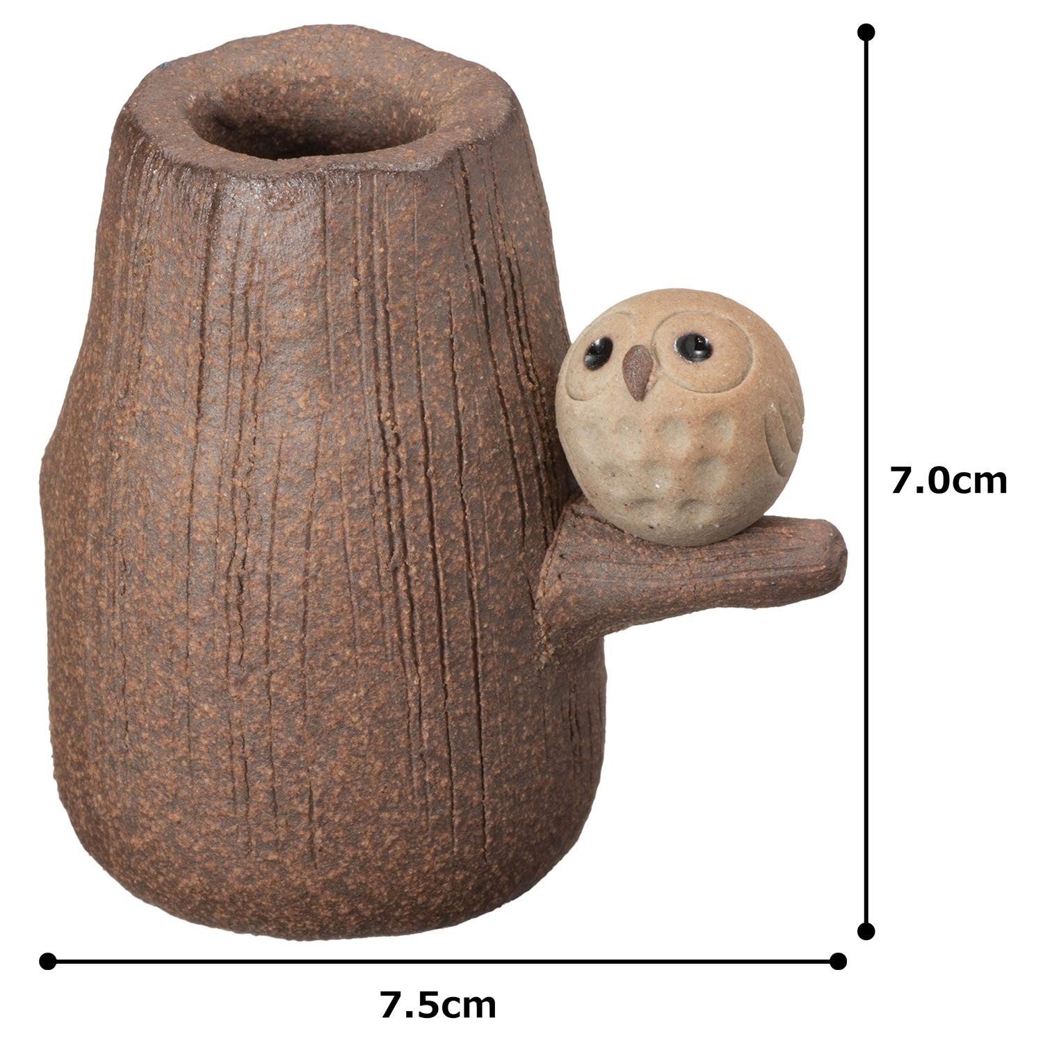 Shigaraki Ware Small Owl Flower Vase Brown Ceramic Japanese Pottery