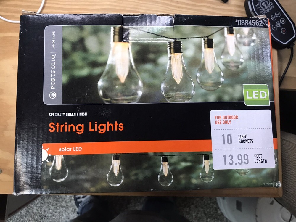 Portfolio 13.9-ft-light Yellow Plastic Shade Led Solar Bulb String Lights