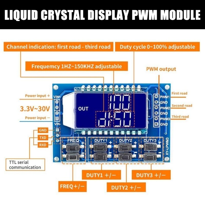 3 Channel PWM Pulse Generator Signal Generator Module Adjustable Frequency