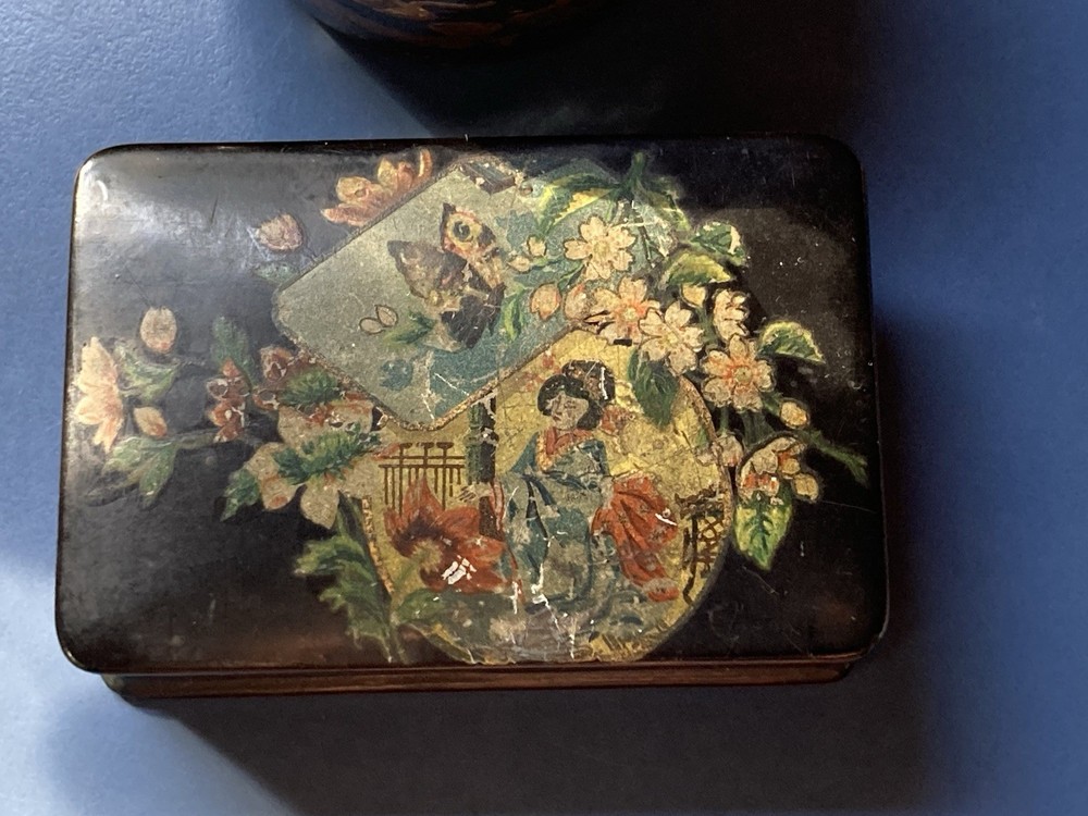 Antique Paper Mache Lacquered Snuff Boxes