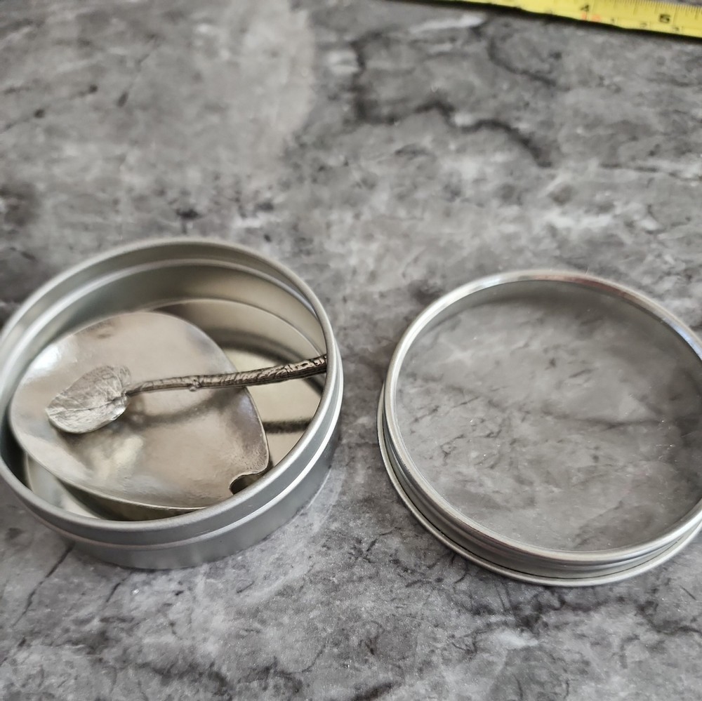 Unique Leaf Design Open Salt Cellar with Leaf Serving Spoon Silver color (EB2)
