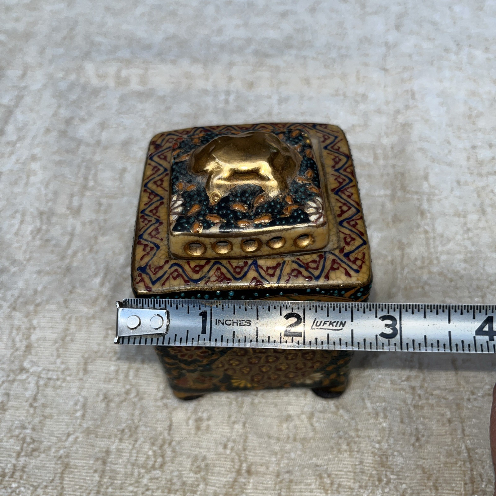 Satsuma Incense Burner Unused Modern Chinese Floral Motif Gift Idea