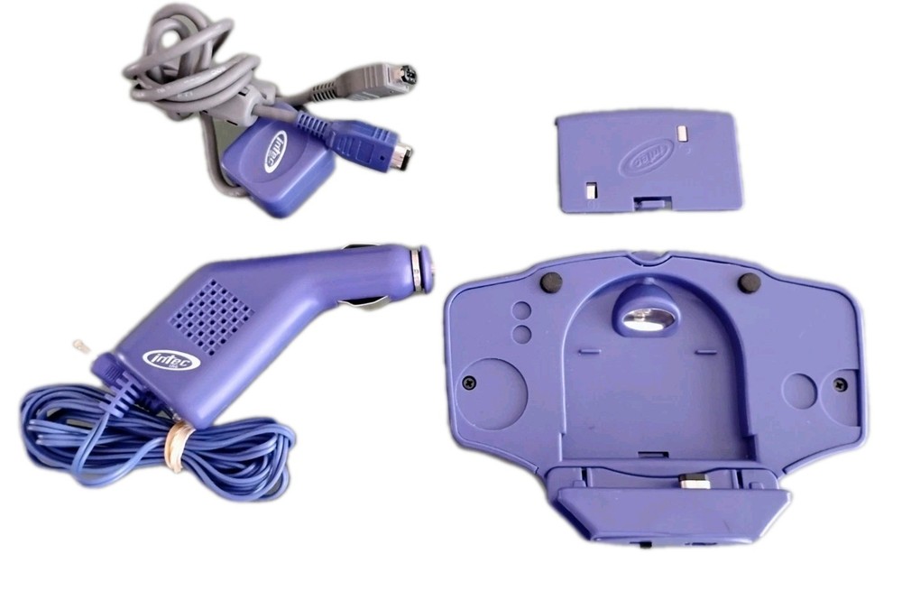 Intec GBA Accessory Bundle Purple Car Charger Game Link Battery Light Retro 🎮