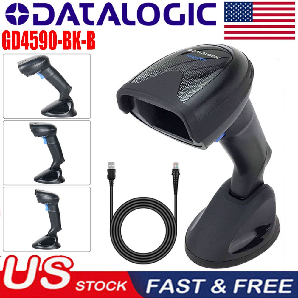 Datalogic 1D 2D Gryphon GD4590-BK-B Handheld USB Barcode Scanner Reader W/ Base