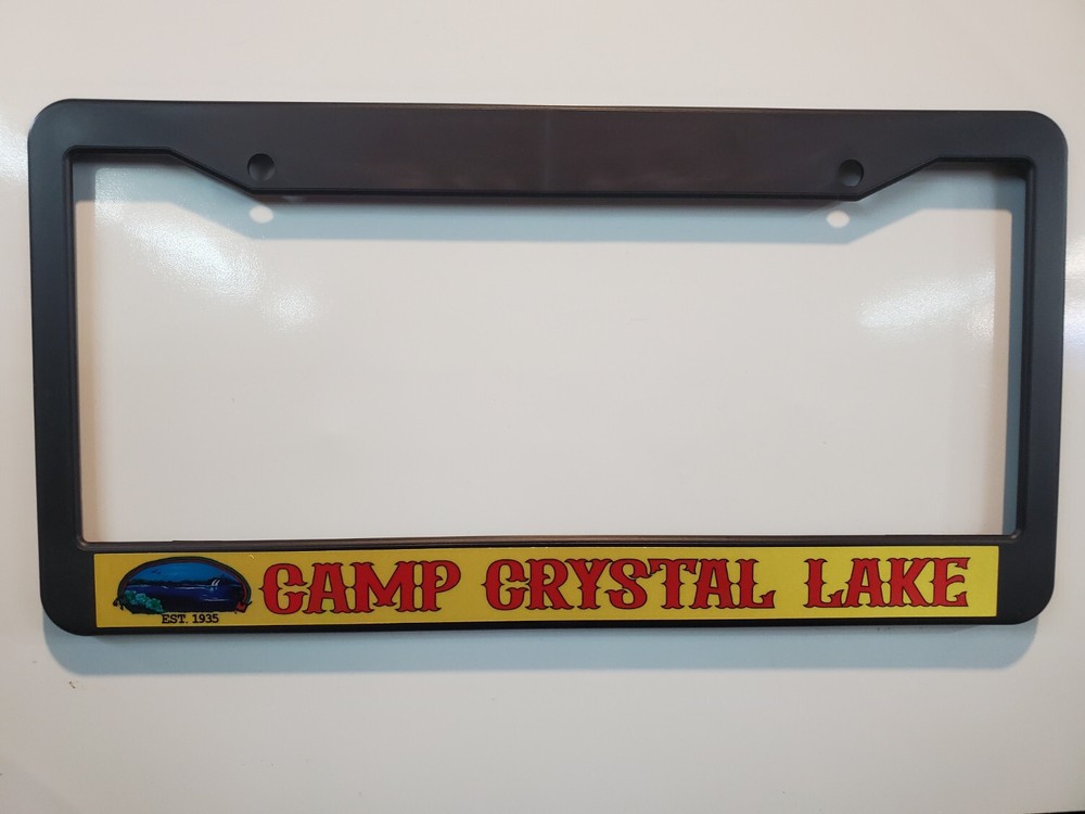 REFLECTIVE CAMP CRYSTAL LAKE BLACK plastic License Plate Frame