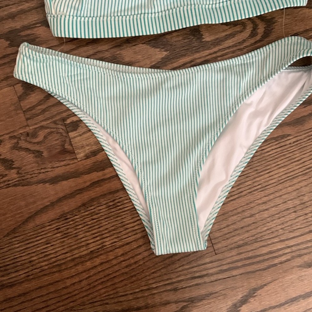 Shade & Shore Striped Green Bikini Set