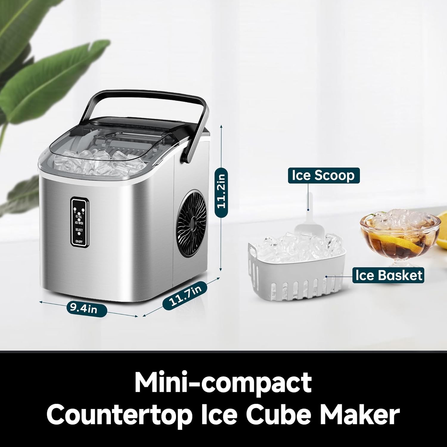 EUHOMY Ice Maker Countertop 9 Cubes Ready in 6 Mins, for Home, Kitchen, Office