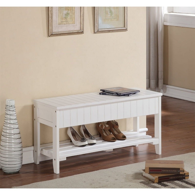 Solid Wood Shoe Bench Storage Easy Assembly Strong Construction Durable Unit New