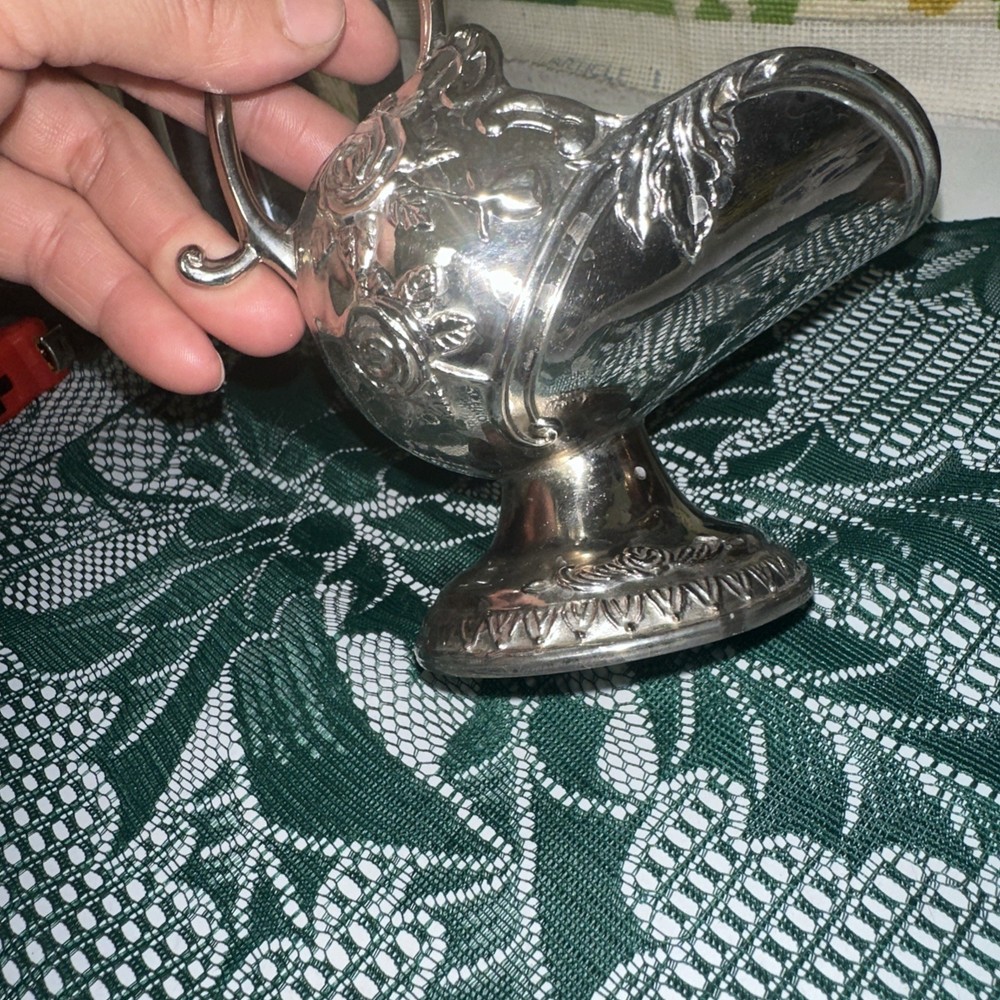 Silver sugar bucket scuttle table server Rose design
