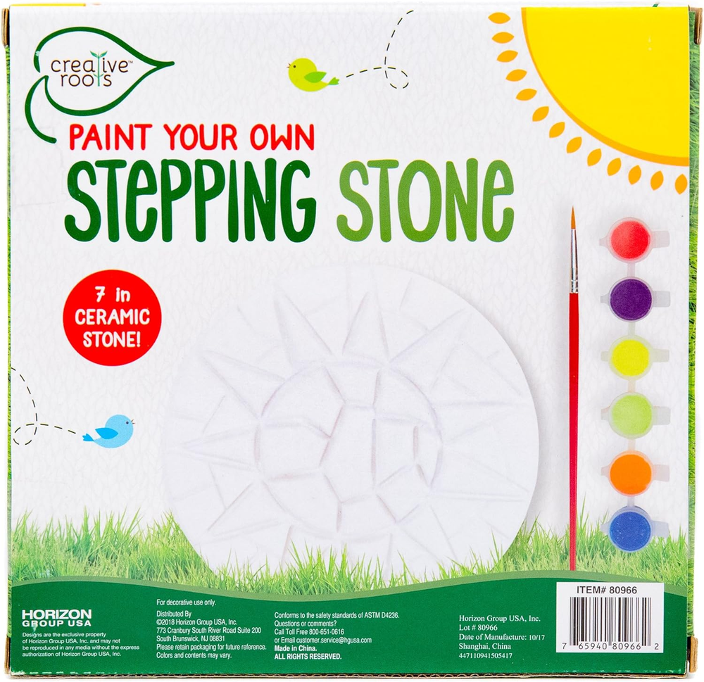 Mosaic Sun Stepping Stone Kit, Includes 7-Inch Ceramic Stepping Stone & 6 Vibran