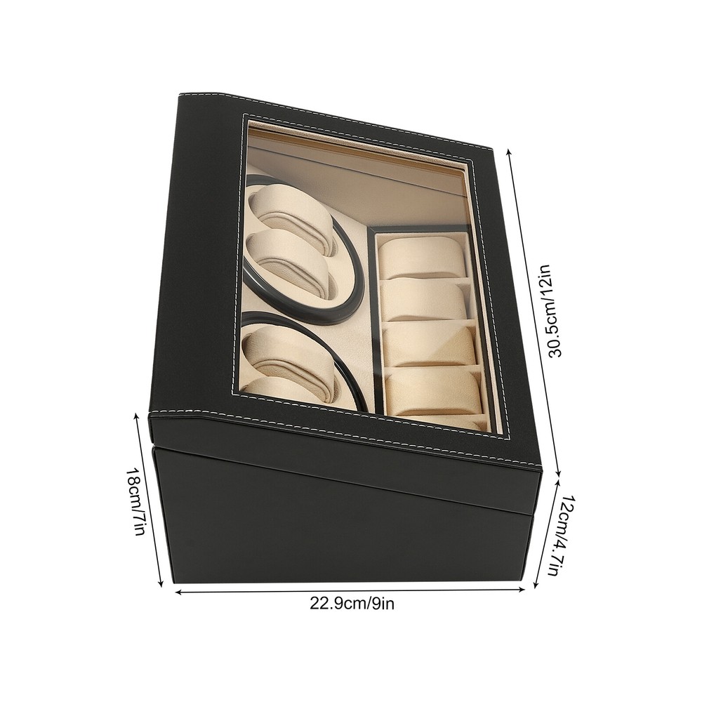 4+6 Luxury Automatic Rotation Watch Winder Leather Storage Case Display Box Gift