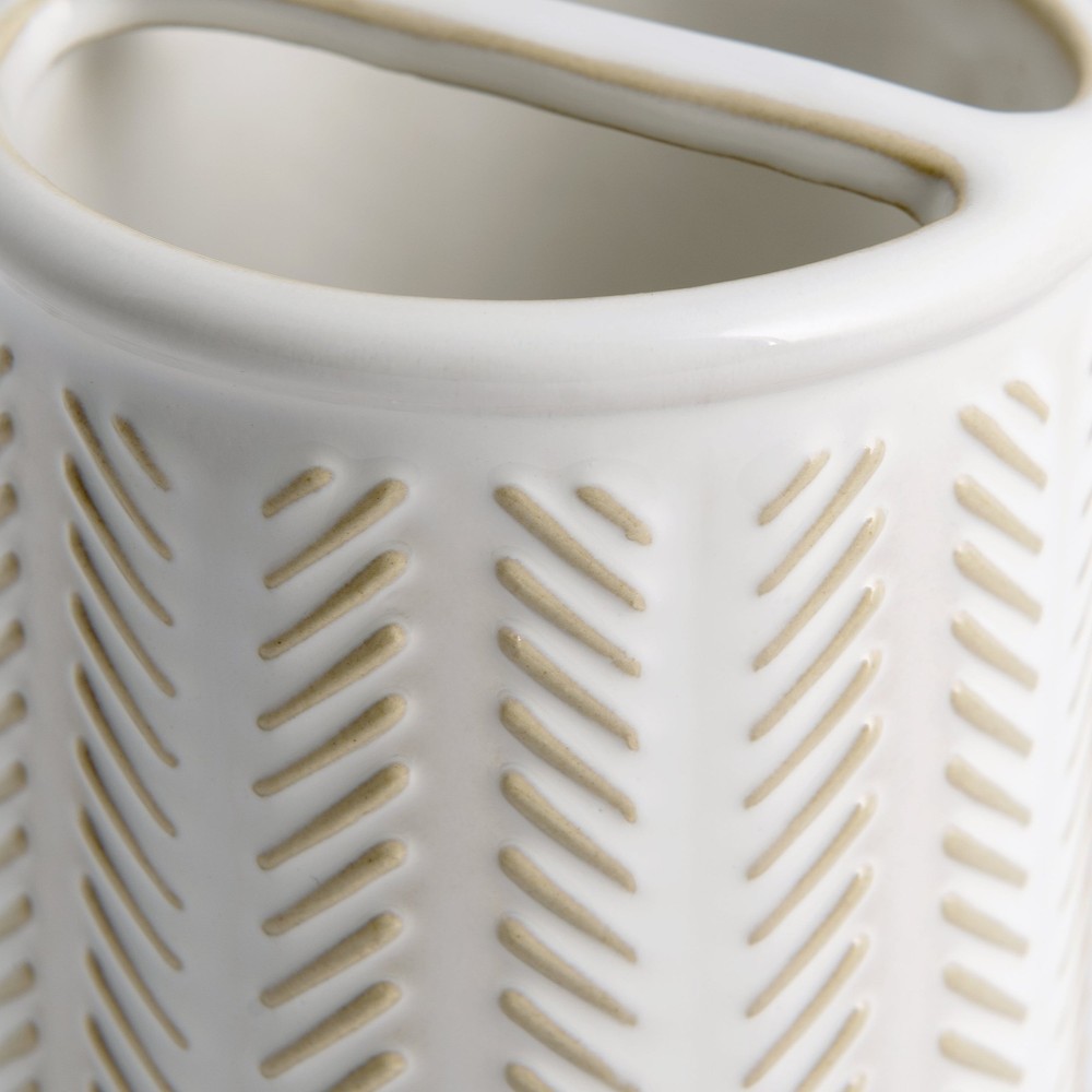 Reactive Glazed Textured Ceramic Toothbrush Holder Storing Toothpaste Bathroom