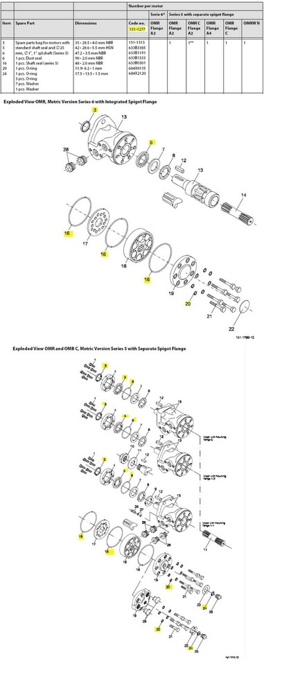 Aztec Replacement for Seal Kit for Danfoss 151-7230 - Hydraulic Motor