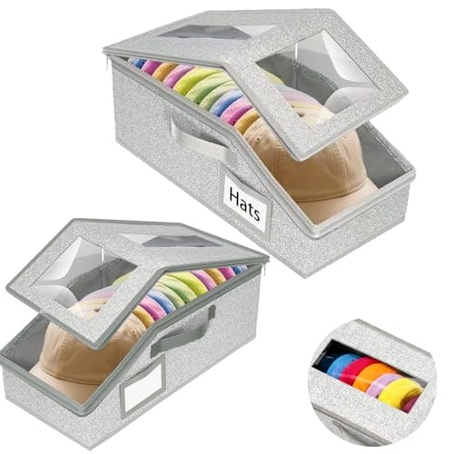 Hat Organizer for Baseball Caps, 2-Pack Clear PVC Window Baseball Cap