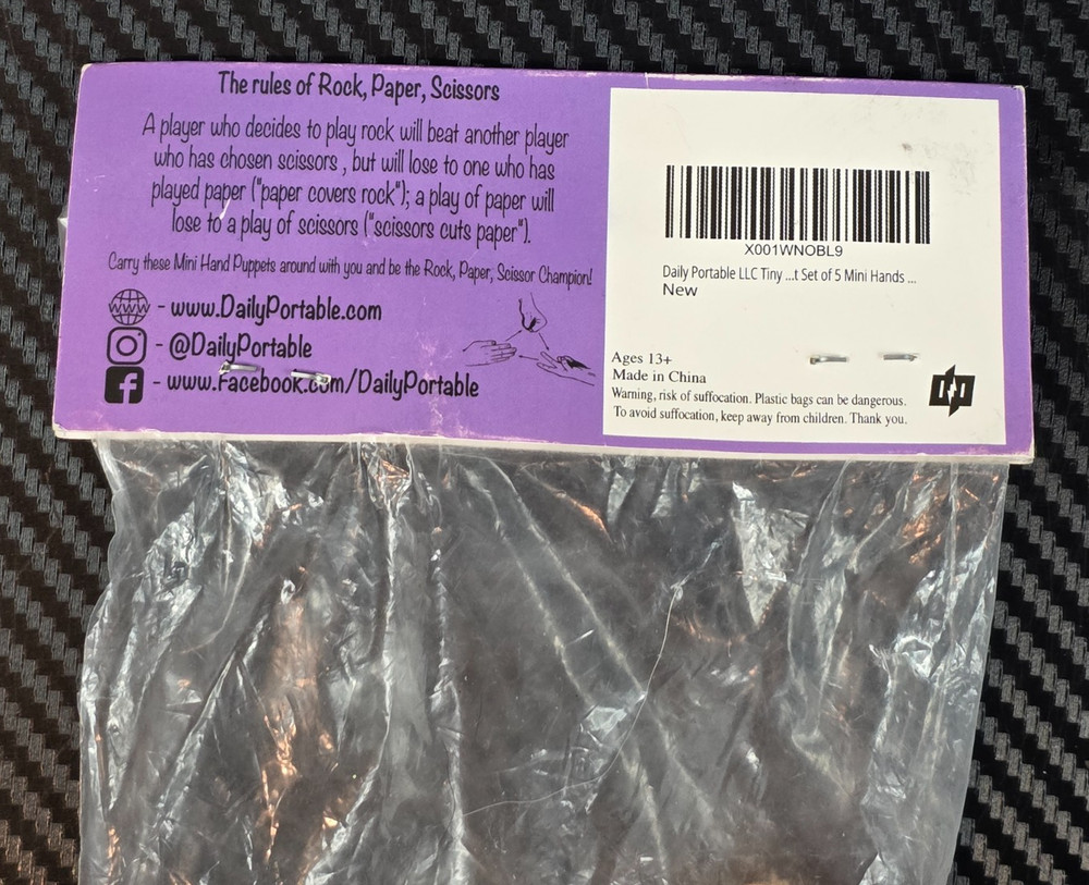 Daily Portable LLC Tiny Hands Rock, Paper, Scissors Mini Hand Puppet