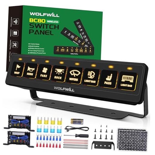 8 Gang Wireless Switch Panel BC80, 164Ft Remote with 4 8 Gang Switch Panel