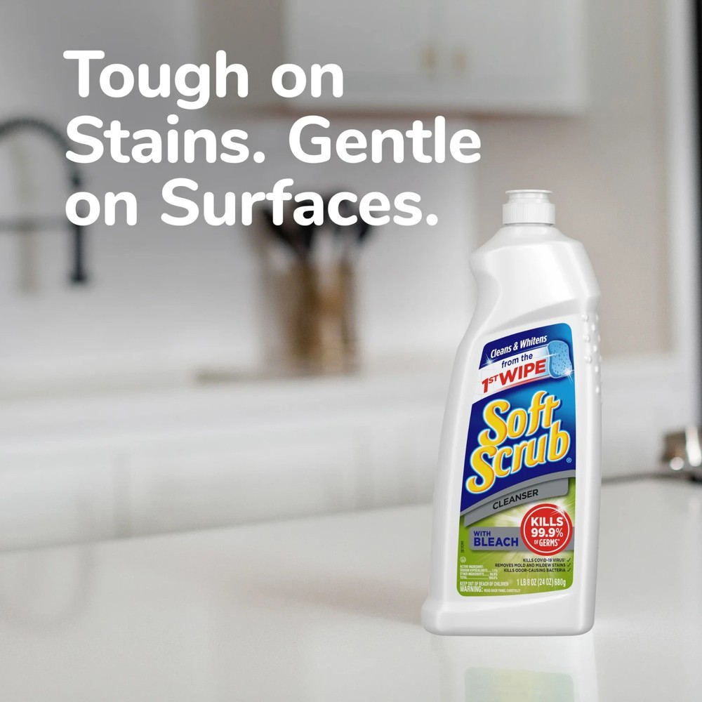 Soft Scrub with Bleach Cleaner 24 oz Bathroom & Kitchen Surface Cleaner