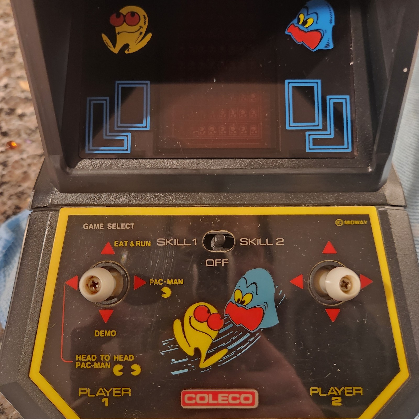 Vintage Pac-Man Mini-Arcade (Midway, Coleco) + box, manual, warranty card; Works