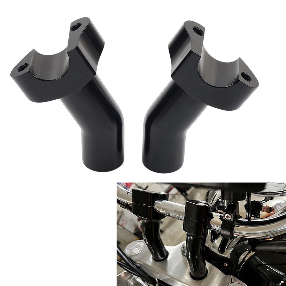 3 1/2" Pullback Handlebar Risers Black For Harley 1" Bar Dyna Softail Road King