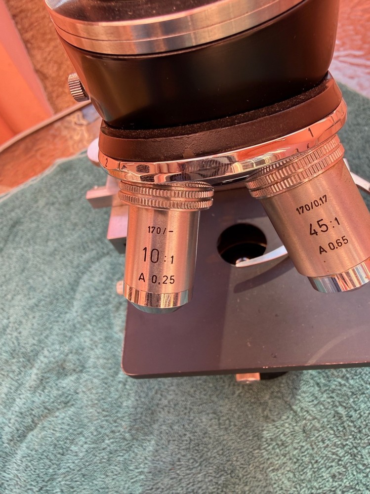 E Leitz Wetzlar Vintage Binocular Microscope - Four Objectives - Germany