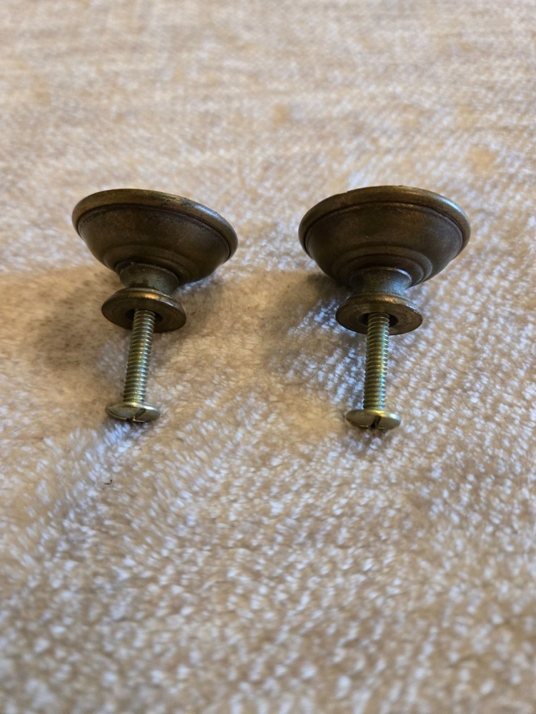Pair of Vintage Victorian Styled Solid Antiqued Brass Knobs