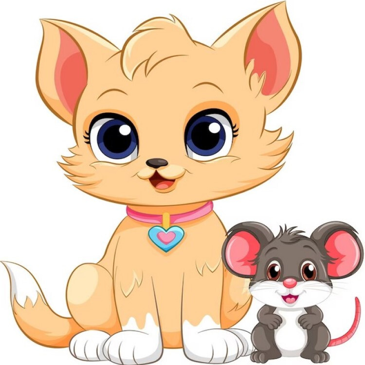 30 Custom Cute Cat & Mouse Personalized Address Labels