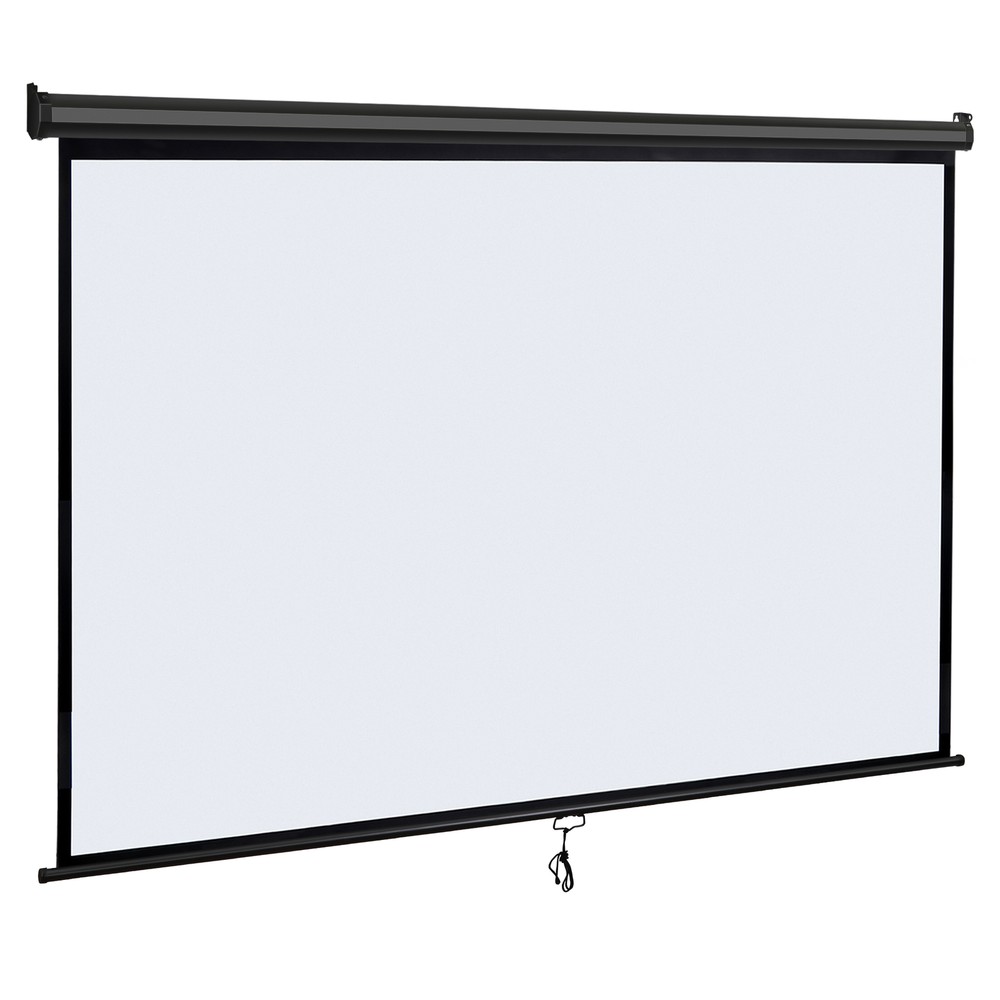80 inch 16:9 HD Projector Screen Pull Down Projection Screen Home Cinema Black