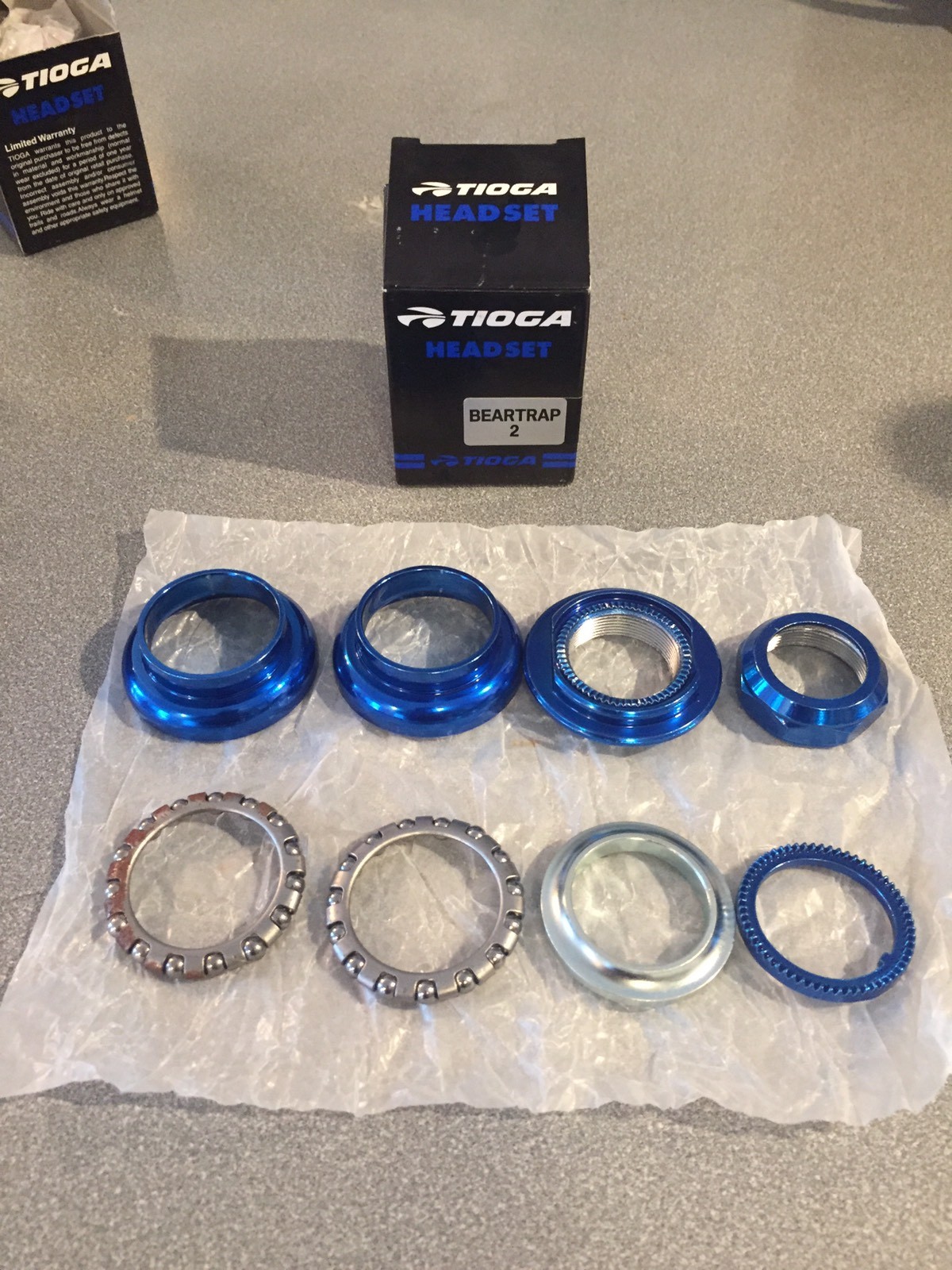 OLD SCHOOL BMX TIOGA BEARTRAP 2 HEADSET BLUE 1" threaded NEW tange gt