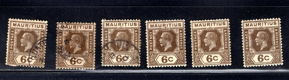 Mauritius 6c Brown Lot x 6
