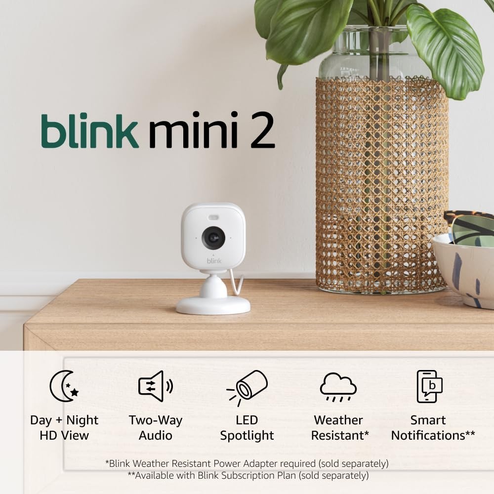 Blink Mini 2 - HD Security Camera (White) - Open Box + 50' Foot Extended Cable!!