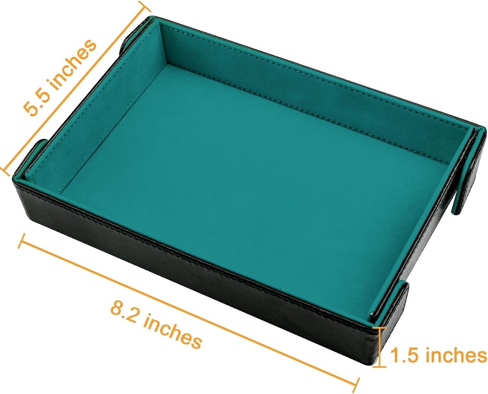 2 Pieces Magnetic Dice Game Tray Rectangle Folding Dice Rolling Tray PU Leather,