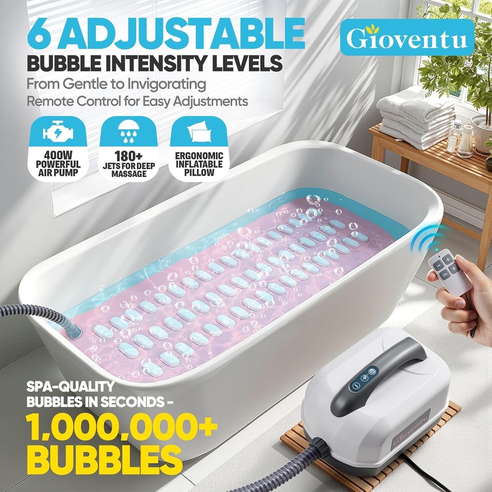 Portable Spa Bubble Bath Massager with 6 Adjustable Settings, Remote Control,