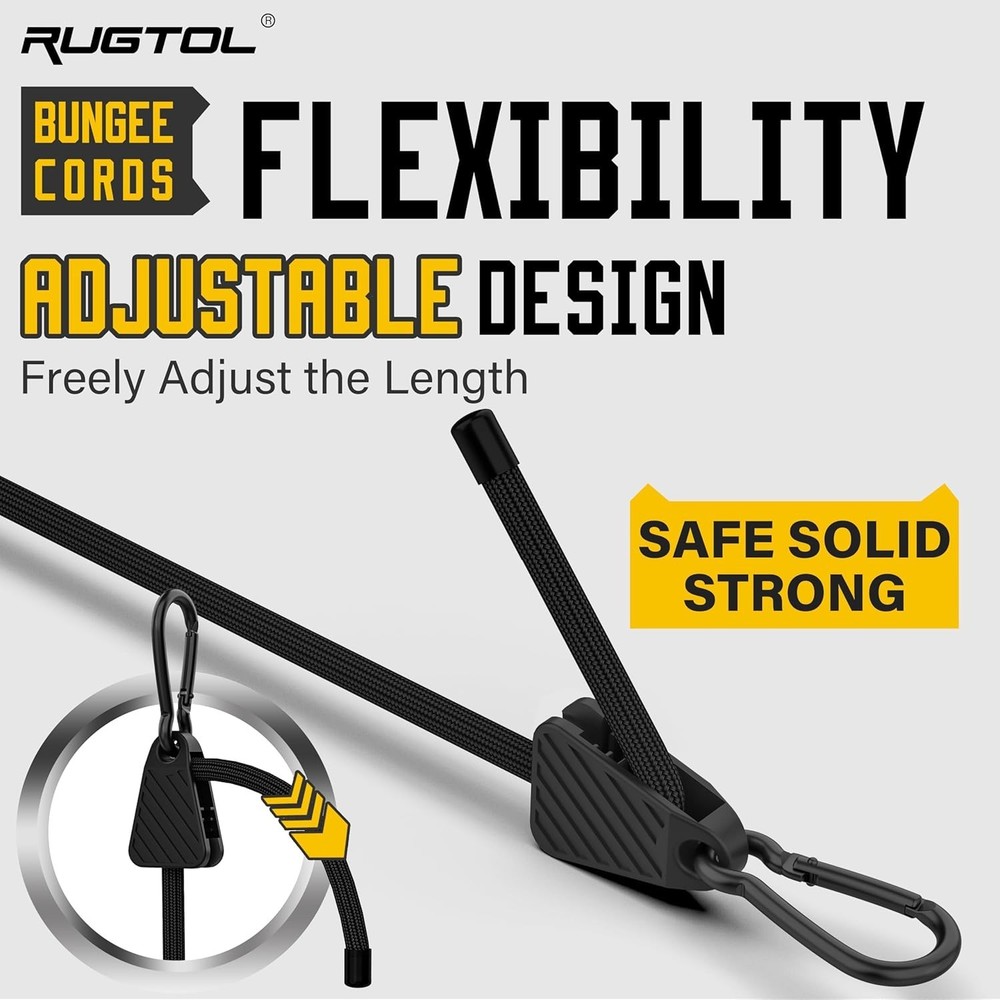 Multipurpose Heavy Duty Bungee Cords with Adjustable Hooks - 6 Pack, 48" Length