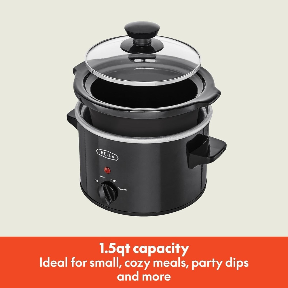 Versatile 1.5Qt Ceramic Slow Cooker with Cool-Touch Handles & Multiple Settings