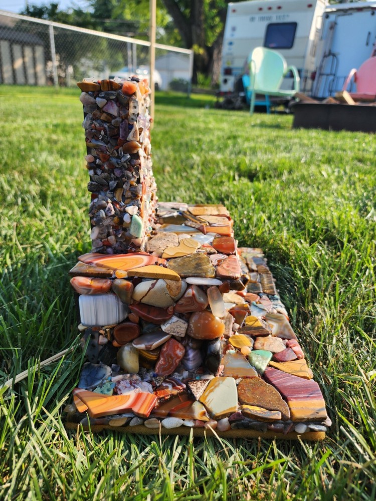 Gorgeous Agate Covered Mini Fireplace And Mantle